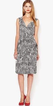 Marc Jacobs Black & White Printed Jersey Midi Dress with Pockets