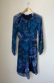 Blue And Purple Silk Marble Dress NWT