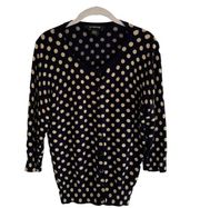 89th & Madison Polka Dotted  Button Down Cardigan Sweater - Large