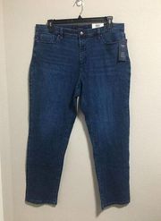 Charter Club Lexington Straight Dark Blue Denim Midrise Jeans Womens Siz…