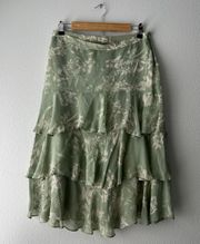 Green Floral Silk Skirt