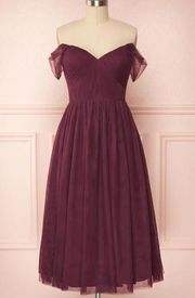 Bariano Australia Odette Tulle Midi Dress Wine Off Shoulder Sweetheart Neckline