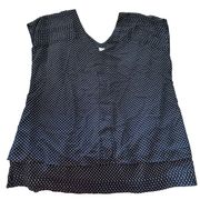 women's XL v-neck sleeveless blue blouse with stars