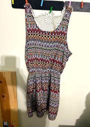 PAPER CRANE Boho Festival Sleeveless Dress w/ Macrame Crochet Lace Sz M