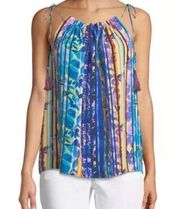 Laundry by Shelli Segal Brightly Colored Striped Tank, Tassels&Ties at Shoulder