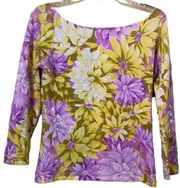 Cache Floral Sequenced Embellished Sweater Size Small