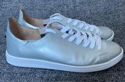 Schutz Ofelia Sneakers Aluminum Silver Metallic White Sole Lace Up Low Women’s 8