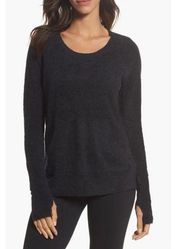 Barefoot Dreams Cozychic Lite Pullover in Black Kangaroo Pocket Size Small