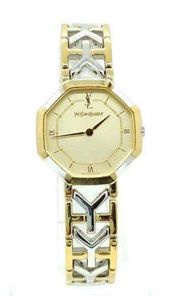 Yves Saint Laurent Watch YSL Octagon 4620-E62143YO 27mm Women White Silver Gold