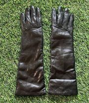 Portolano Black Leather Gloves Cashmere Lining Size 7 Long