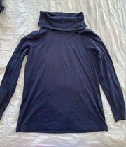 Never worn: LL Bean navy blue turtle neck with 3/4 sleeve