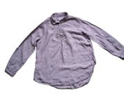 Women's Size Large 100% Linen Roll-Tab Sleeve Blouse Top Shirt