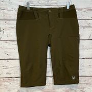 SPYDER Activewear Longer Length Shorts Olive Green-Medium