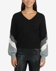 Laundry by Shelli Segal Sweater Vneck Colorblock Longsleeve Small NWT MSRP $89