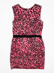 Milly Pink Black Cheetah Leopard Animal Print Pattern Cotton Mini Shift Dress 12