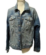 Torrid Medium Wash Distressed Denim Trucker Jacket Womens 2