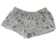 Forever 21 3/$20 Gray Lounge Shorts Pajamas Drawstring Paris/Cats Theme S F21