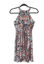 NWT Painter Multicolor Leopard Print Halter Mini Dress