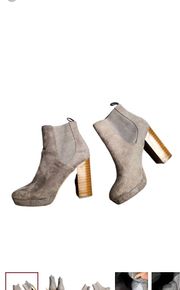 Gray Ankle Suede Platform Boots