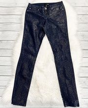 Aqua Blue Snakeskin print skinny jeans