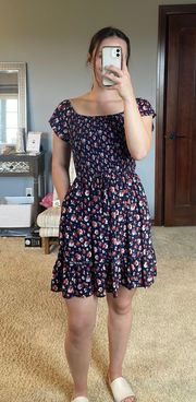 Navy Blue Floral Dress