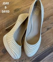 Joan & David rattan ivory Pointed Toe Pump Heels shoes size 9.5