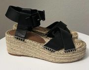 Sole Society Audrina Espadrille Sandal Platform Leather Strap Buckle Women's 8M