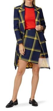 Prepster Checked Plaid Mini Wrap Skirt Navy Blue & Golden Yellow size 6