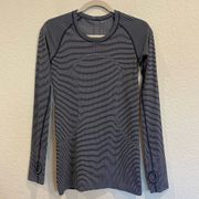 Lululemon  Run: Swiftly Tech Long Sleeve Crew in True Navy and White Stripes