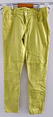 Lime Green Cotton Stretchy Skinny Jeans Size 3/4