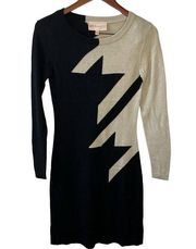 Philosophy Black & Beige Geometric Pattern Sweater Dress Size Small