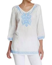 J. McLaughlin Women’s Embroidered Pembrooke Tunic Top White XS