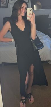 Black Slit Midi Dress