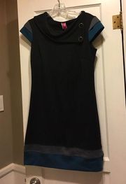 JcPenny Professional Short Sleeve Dress Medium Black Grey Teal