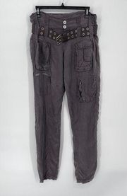 Pete & Greta By Johnny Was Women's Y2K Cupra Poplin Cargo Pants NEW Size 2 Gray