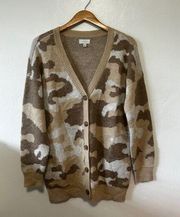 Lucky Brand Brown Camo Cardigan Sweater Size Large Long