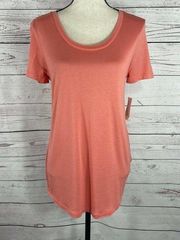 Maison Jules Small S Top Coral Stretch Short Sleeve T-Shirt Scoop Neck Womens