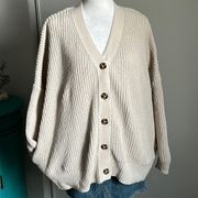 Forever 21 Women’s Cozy Oversized Button Up Ribbed Chenille Cardigan Sweater