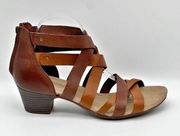Valarie Dream Brown Tan Leather Strappy 2” Heeled Sandals Women’s 10