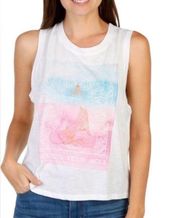 Nwt Evolution And Creation Women's buddha Graphic Top White Sleeveless medium