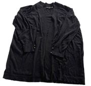 Verve Ami Sweater Women 1X Plus Size Black Open Front Long Sleeve Cardigan Rayon