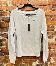 NWT  BLACK Asymmetrical Neck Heater Grey Sweater Size Medium