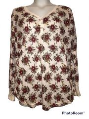 Bobbie Brooks Sz 2X Women’s Plus Size Long Sleeve Floral Waffle Top NEW NWT