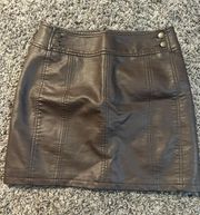 Retro Brown Faux Leather Mini Skirt size 4