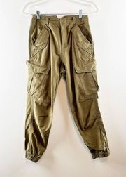 Rag & Bone Field Cotton High Rise Cargo Pocket Jogger Pants Green 24