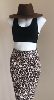 Leopard Print  High Waist Pencil Skirt