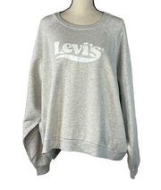 Levi's 2X-Large Sweatshirt Stretch Long Sleeve Grey w/ White Logo Womens New