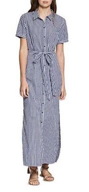 SANCTUARY Blue Dawn Gingham Maxi Shirt Dress