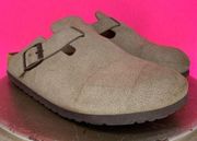 Birkenstock Boston Beige Suede Clog Sz 8