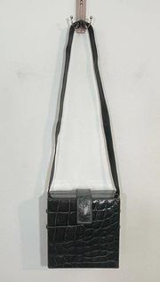 Vintage Danielle Nicole Green Genuine Leather Square Crossbody Bag